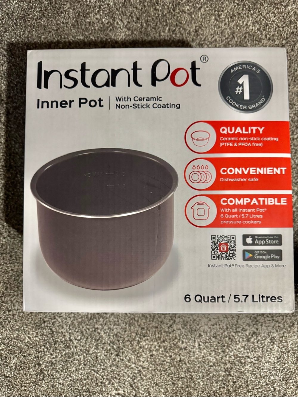 Instant Pot Ceramic Inner Pot — Gray